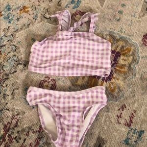 Purple and white gingham bikini